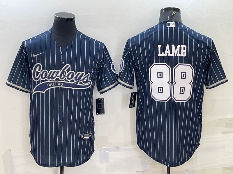 Men Dallas Cowboys #88 Lamb Blue stripe 2022 Nike Co branded NFL Jersey->dallas cowboys->NFL Jersey